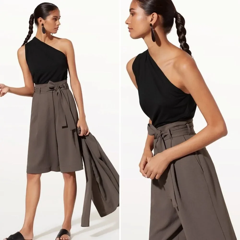 Aritzia Babaton Taddeo One Shoulder Tank Top Dark Mauve - Picture 3 of 13